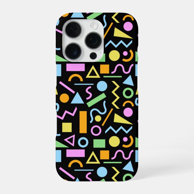 80er Style Shape Patternfarbe auf schwarz iPhone Hülle (Rückseite)