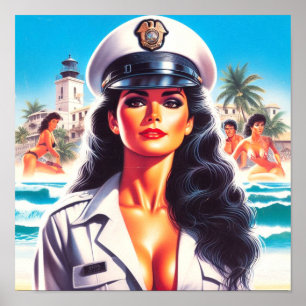 80er Summer Beach Uniform Girl Poster