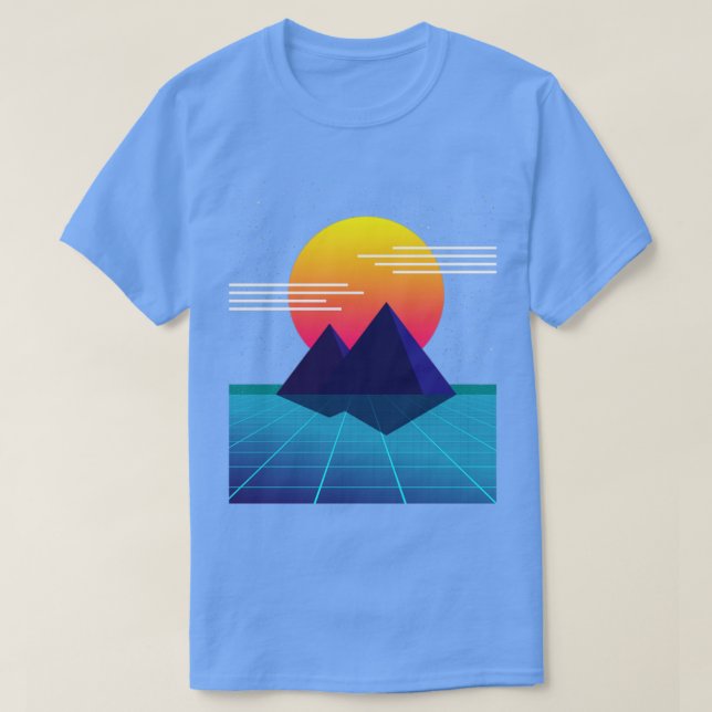 80er Sunset Nostalgic Computer Graphic T-Shirt (Design vorne)