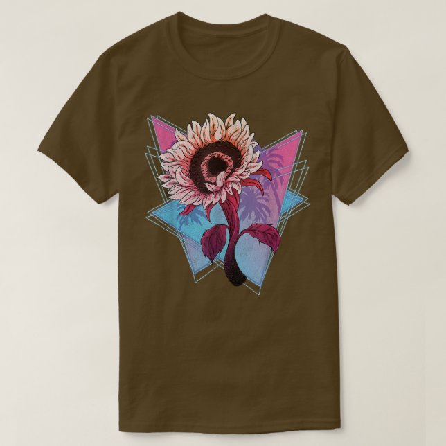 80er Synthwave Hippie Blume Gartenanlage T-Shirt (Design vorne)