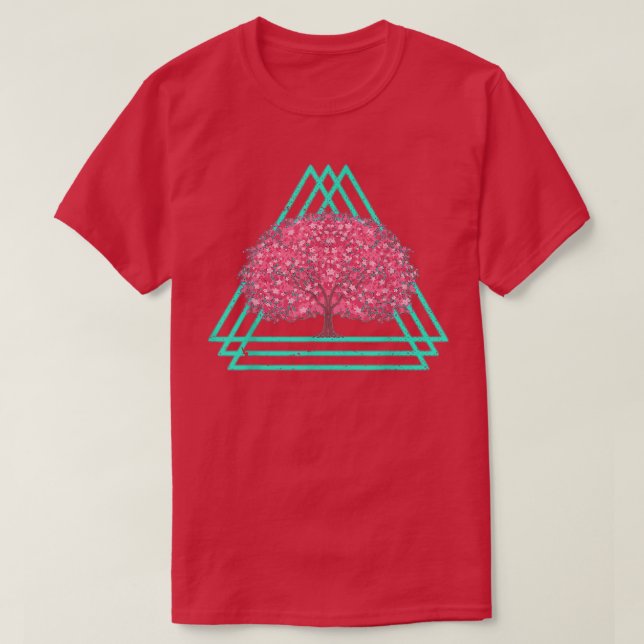 80er Synthwave Sakura Japan Blume Vaporwave Cherry T-Shirt (Design vorne)