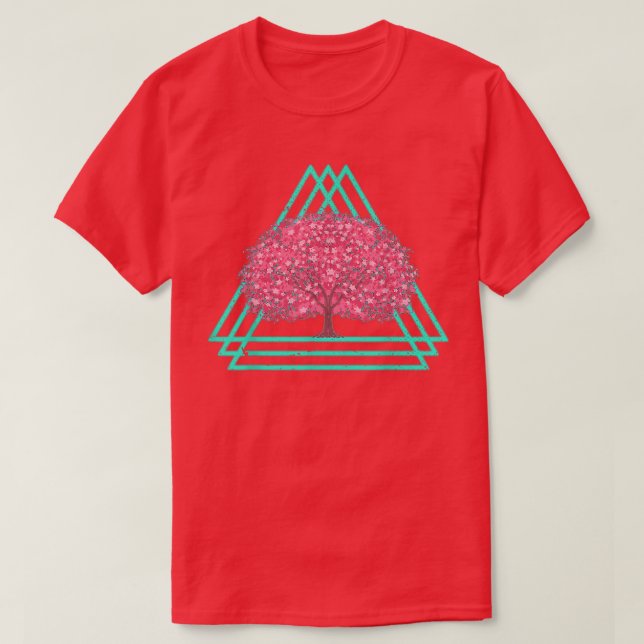 80er Synthwave Sakura Japan Blume Vaporwave Cherry T-Shirt (Design vorne)