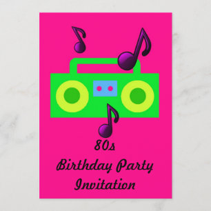 80er Thema Party Einladung 80er Boombox Fluor