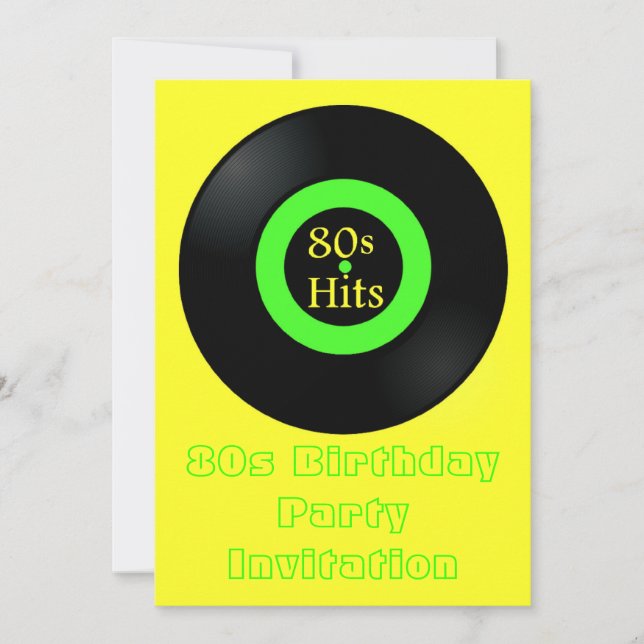 80er themed Party Einladung 80er Retro-Vinyl-Album (Vorderseite)
