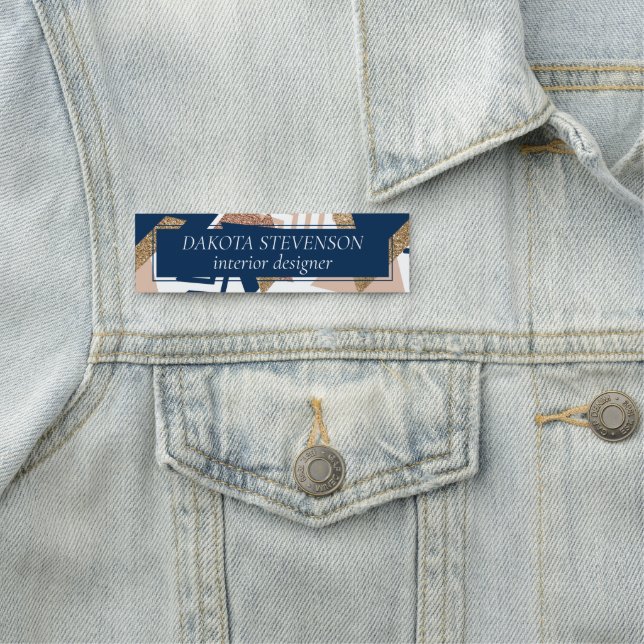 80er Trendy Abstrakt | Gold-Muster für Marine und  Namensschild (Beispiel)