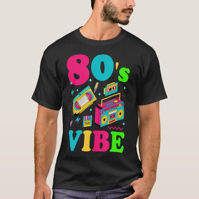 80er Vibes Fashion 80 Theme Party Outfit Achtties T-Shirt (Vorderseite)