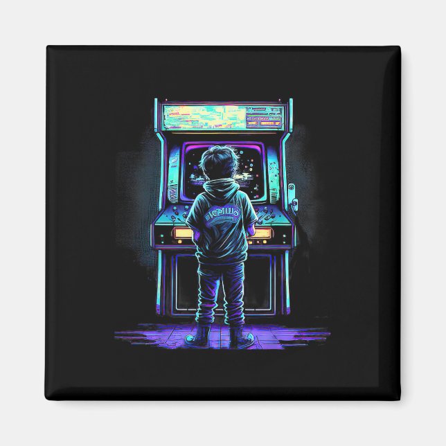 80er Video Game Vintag Retro Arcade 3 Magnet (Vorne)