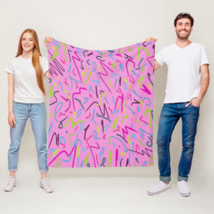 80er Vintage-Druck in Rosa Fleecedecke