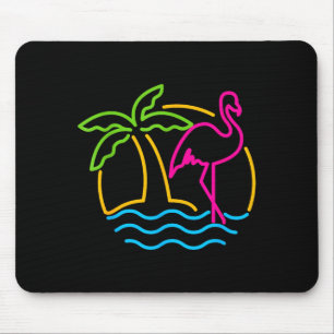 80er Vintage Miami Retro Neon Nk Flamingo Mousepad