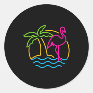 80er Vintage Miami Retro Neon Nk Flamingo  Runder Aufkleber