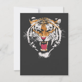 80er Wild Tiger Knurrendes Gesicht Sweater Einladung