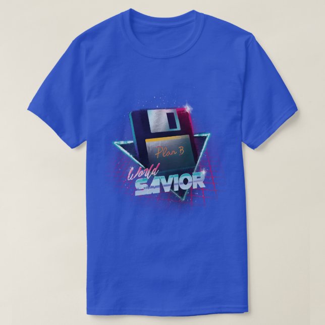 80er World Savior - Retro Wave Floppy Diskette - C T-Shirt (Design vorne)