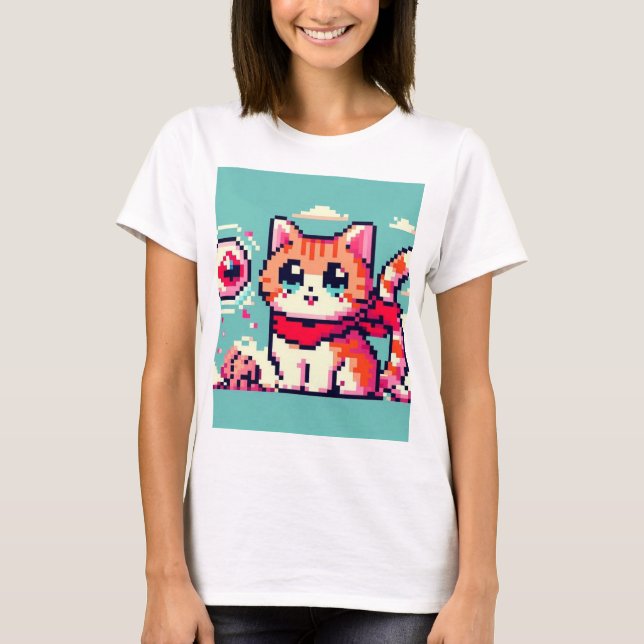 80's 8bit cat T-Shirt (Vorderseite)
