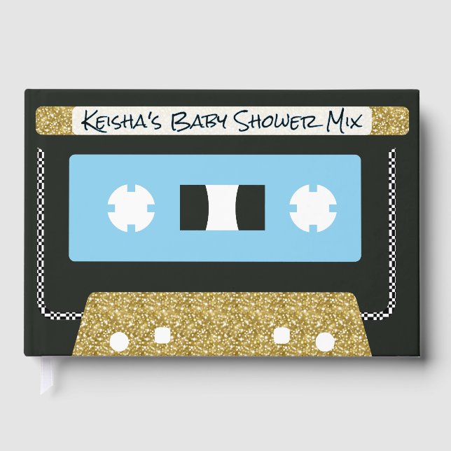 80s 90s Retro Cassette Tape Guest Book | Baby Blue Gästebuch (Vorderseite)