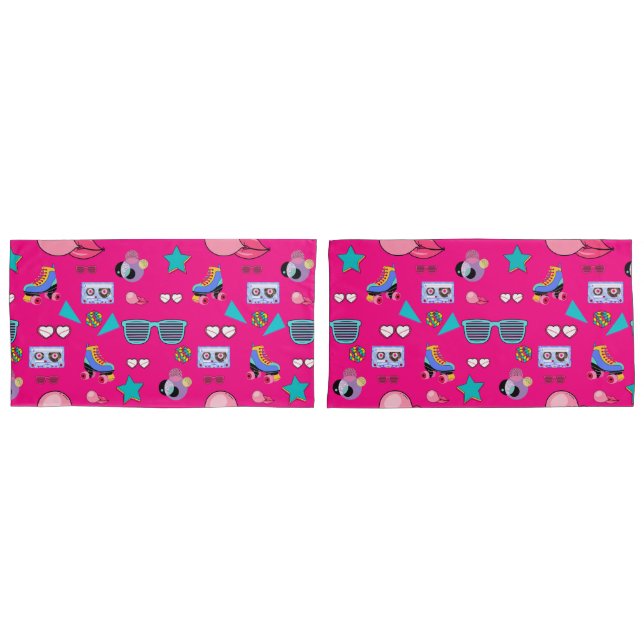 80s Costume Vibrant pink Retro culture pop Kissenbezug (Vorderseite-Set)