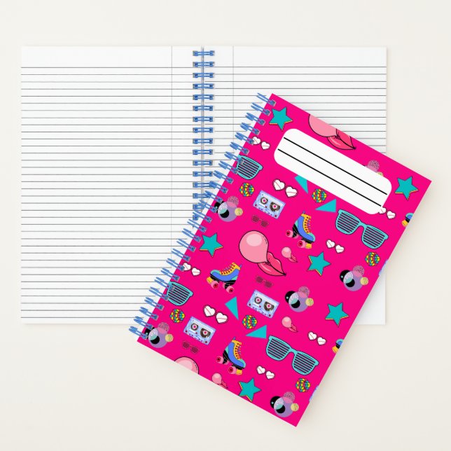 80s Costume Vibrant pink Retro culture pop Notizbuch (Innen)