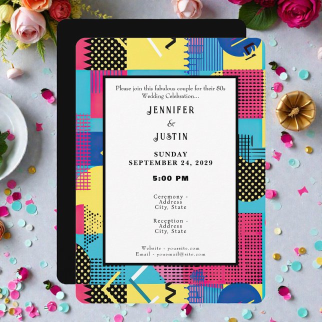 80s Graphics Retro Pattern Wedding Invitation Einladung (Von Creator hochgeladen)
