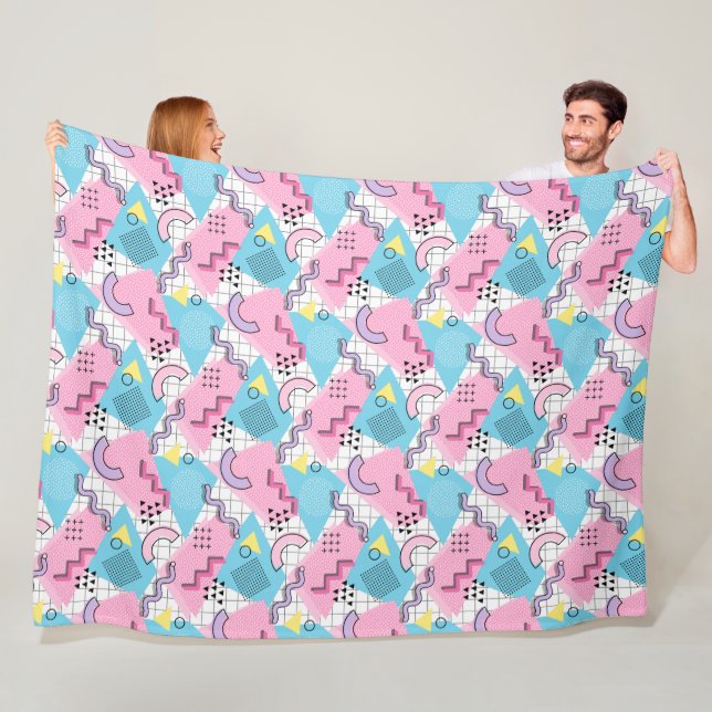 80's Memphis Active Pink Light Blue Fleecedecke (Beispiel)