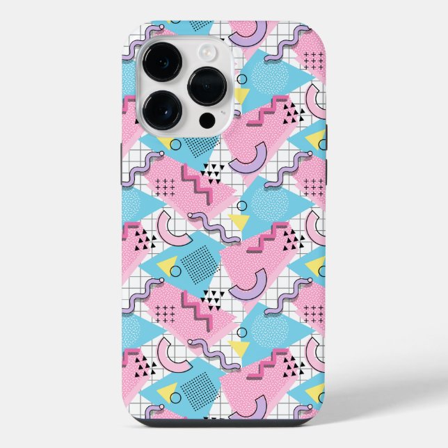 80's Memphis Active Pink Light Blue iPhone Hülle (Rückseite)