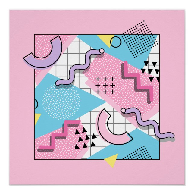 80's Memphis Active Pink Light Blue Poster (Vorderseite)