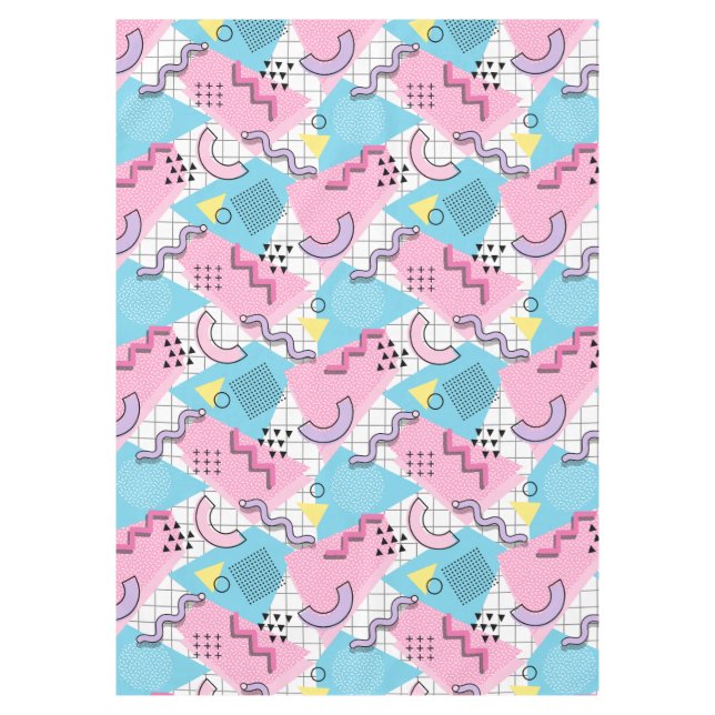 80's Memphis Active Pink Light Blue Tischdecke (Vorderseite)