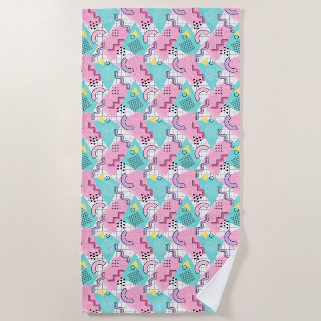 80's Memphis Active Pink Light Turquoise Strandtuch (Vorderseite)