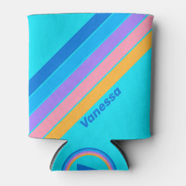80s Neon Ocean Sky Stripes with Name Dosenkühler