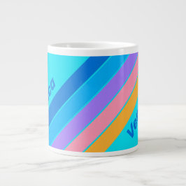 80s Neon Ocean Sky Stripes with Name Jumbo-Tasse