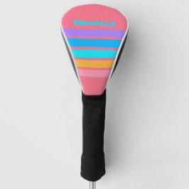80s Neon Sunrise Across Striping with Name Golf Headcover