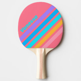 80s Neon Sunrise Angled Striping with Name Tischtennis Schläger
