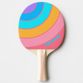 80s Neon Sunrise Circle Stripe with Name Tischtennis Schläger