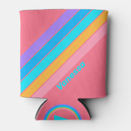 80s Neon Sunrise Stripes with Name Dosenkühler