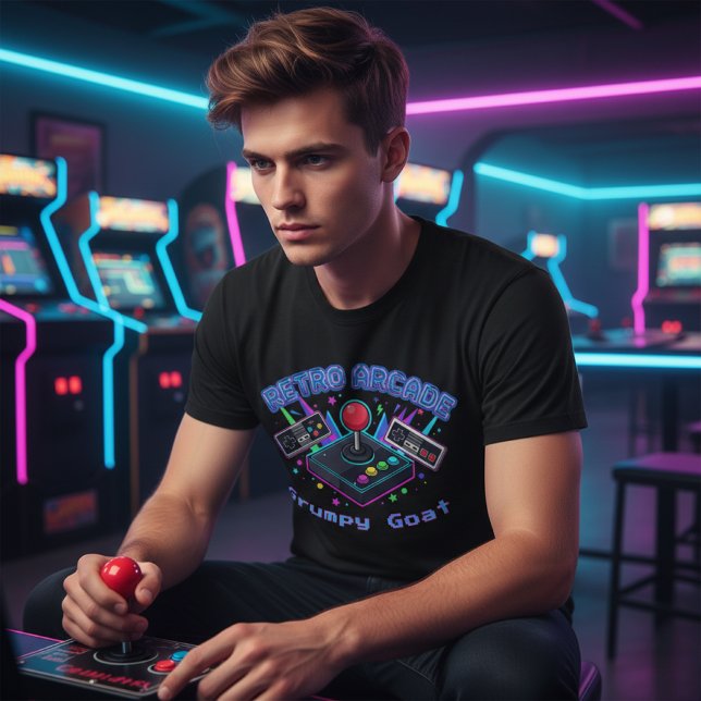 80s Retro Arcade Customizable Gamer T-Shirt (Von Creator hochgeladen)