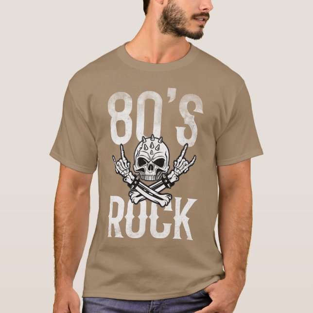 80S Rock And Roll Distressed Music Guitar Band fam T-Shirt (Vorderseite)