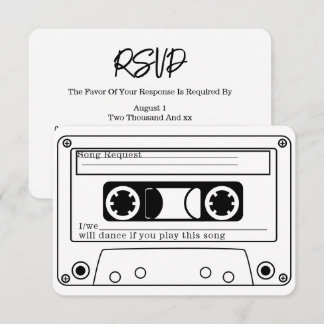 80s Style Retro Music Tape Wedding RSVP Einladung