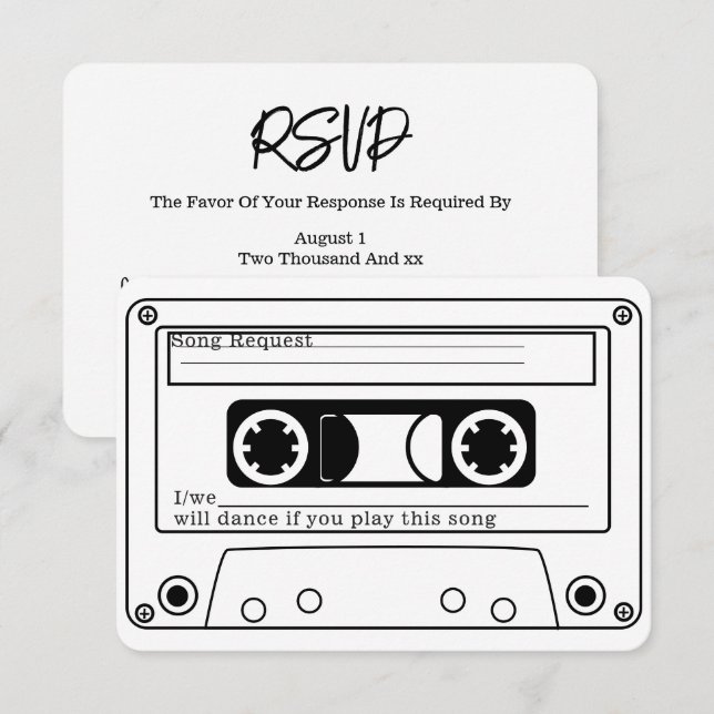 80s Style Retro Music Tape Wedding RSVP Einladung (Vorne/Hinten)