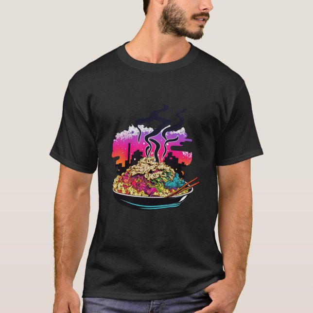 80s Synthwave Fried Rice with a Retro Aesthetic T-Shirt (Vorderseite)