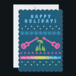 80's Ugly Uke Weihnachtsschrei Feiertagskarte<br><div class="desc">Ugly Holiday Sweater für Hawaii oder Ukulele Liebhaber.</div>