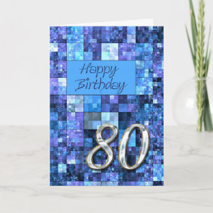 80th Birthday card with abstract squares. Karte