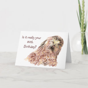 80th Birthday Funny Insulting Cute Curious Bird Karte