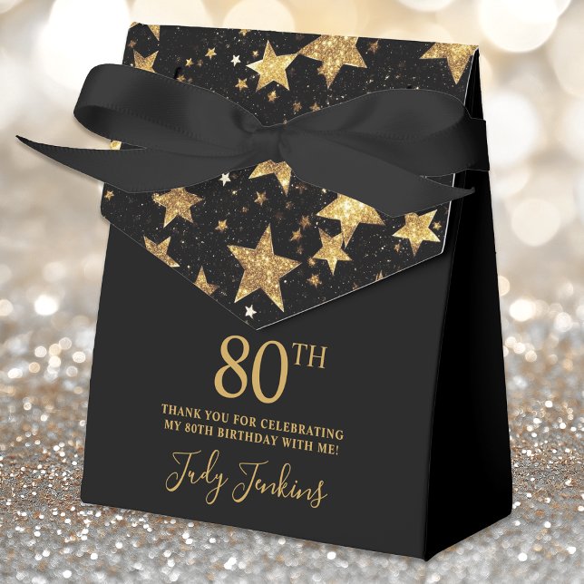 80th Birthday Gold Stars Thank You  Geschenkschachtel (Von Creator hochgeladen)