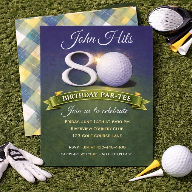 80th Birthday Golf Theme  Einladung (Von Creator hochgeladen)