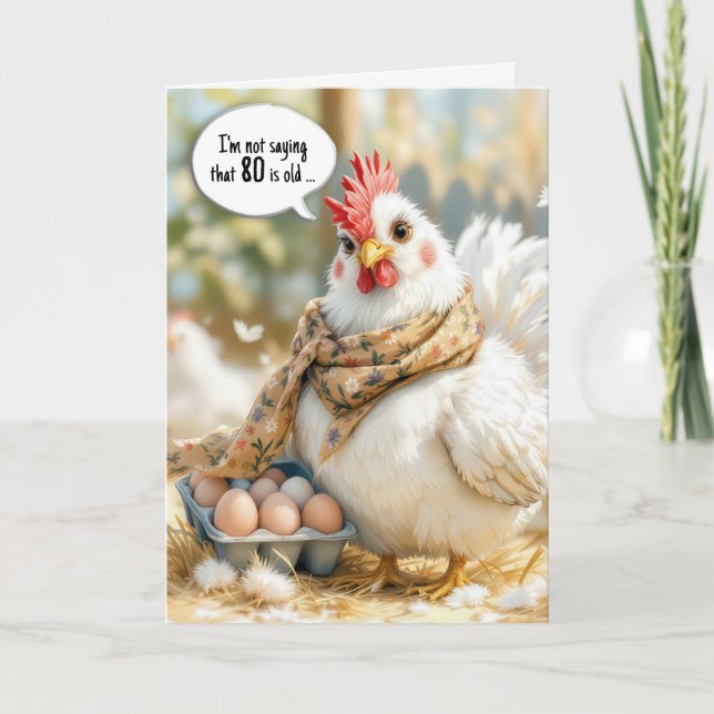 80th Birthday Hen With Eggs in Carton Karte (Vorderseite)