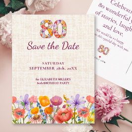 80th Birthday Party - Elegant Save the Date Ankündigungspostkarte