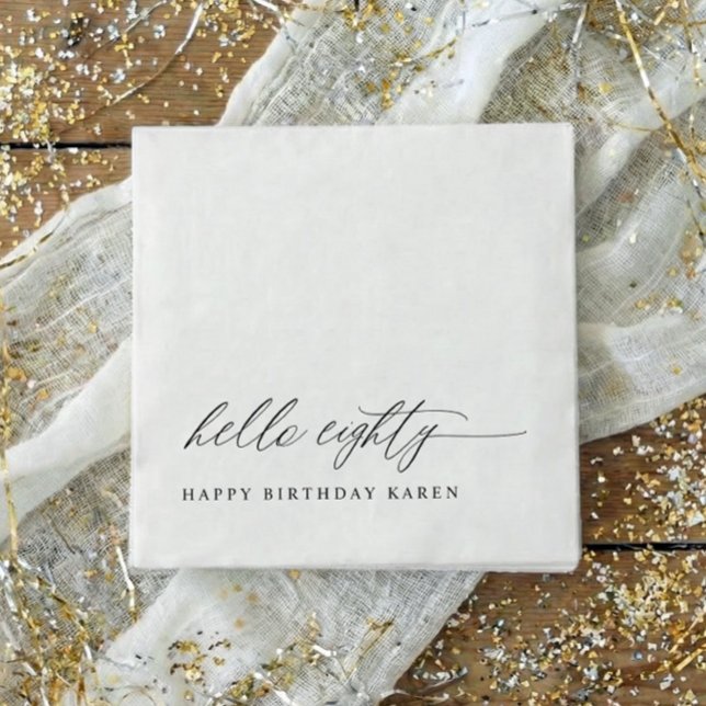 80th Birthday Party Hello 80 Modern Milestone Serviette (80th birthday party napkins - modern elegant hello eighty birthday party decor - milestone)