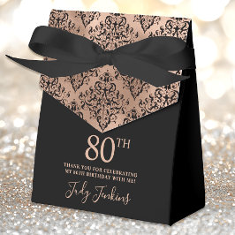 80th Birthday Rose Gold Damask Thank You  Geschenkschachtel