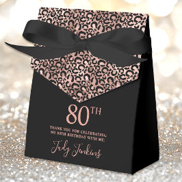 80th Birthday Rose Gold Leopard Print Thank You  Geschenkschachtel