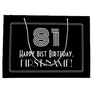 81. Geburtstag — Art Deco Inspiriert Look "81" & N Große Geschenktüte