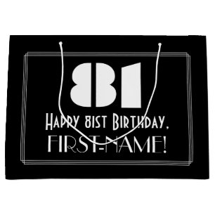 81. Geburtstag ~ Art Deco Inspiriert Look "81" + N Große Geschenktüte