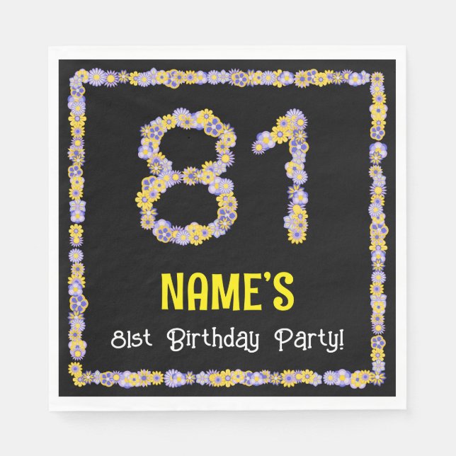 81. Geburtstag: Blumennummer, Individuelle Name, B Serviette (Vorderseite)